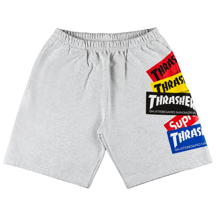 Supreme x Thrasher Multi Logo Sweatshort 'Ash Grey'