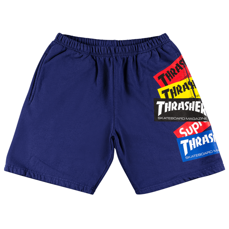 Supreme x Thrasher Multi Logo Sweatshort 'Washed Navy'
