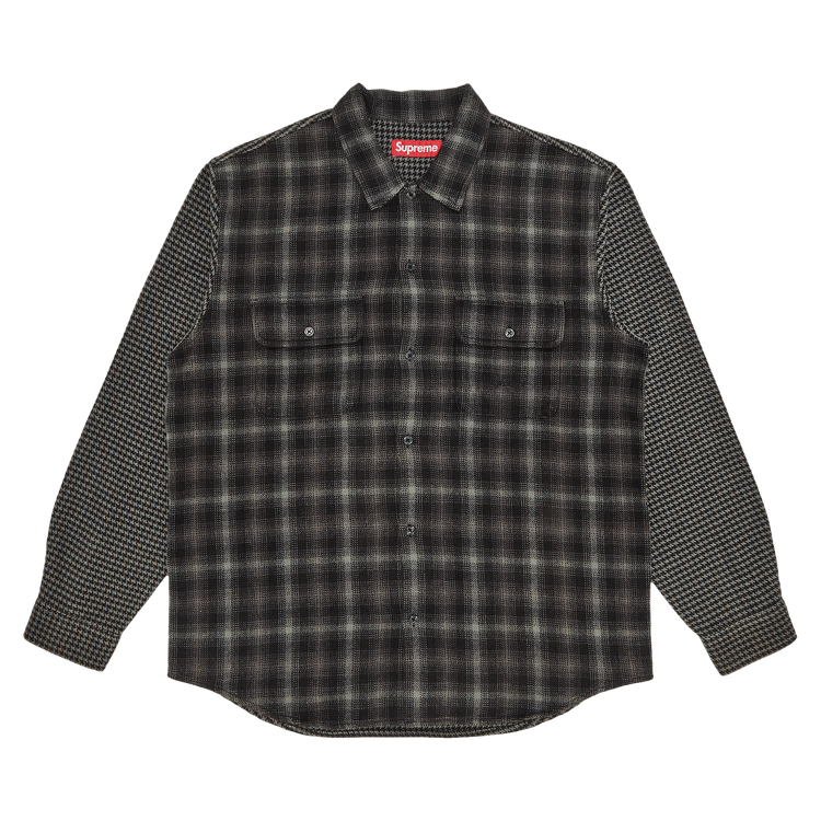 Supreme Houndstooth Plaid Flannel Shirt 'Black'