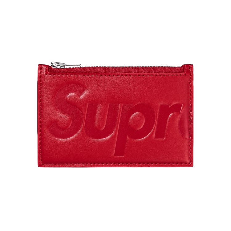 Supreme Leather Zip Card Holder 'Red'