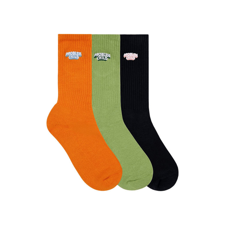 GOLF WANG Problem Child Socks 'Orange/Olive/Black'