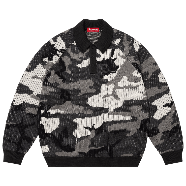 Supreme Small Box Polo Sweater 'Snow Camo'