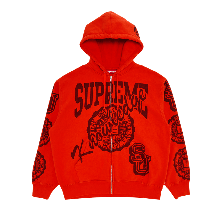 Supreme Knowledge Reigns Zip Up Hooded Sweatshirt 'Orange'