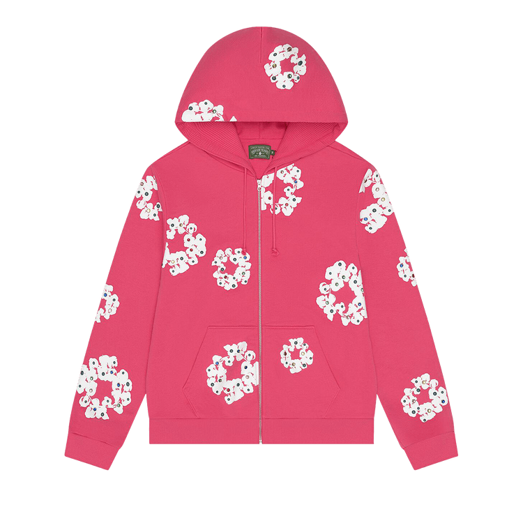 Denim Tears Rhinestone Cotton Wreath Zip Hoodie 'Pink'