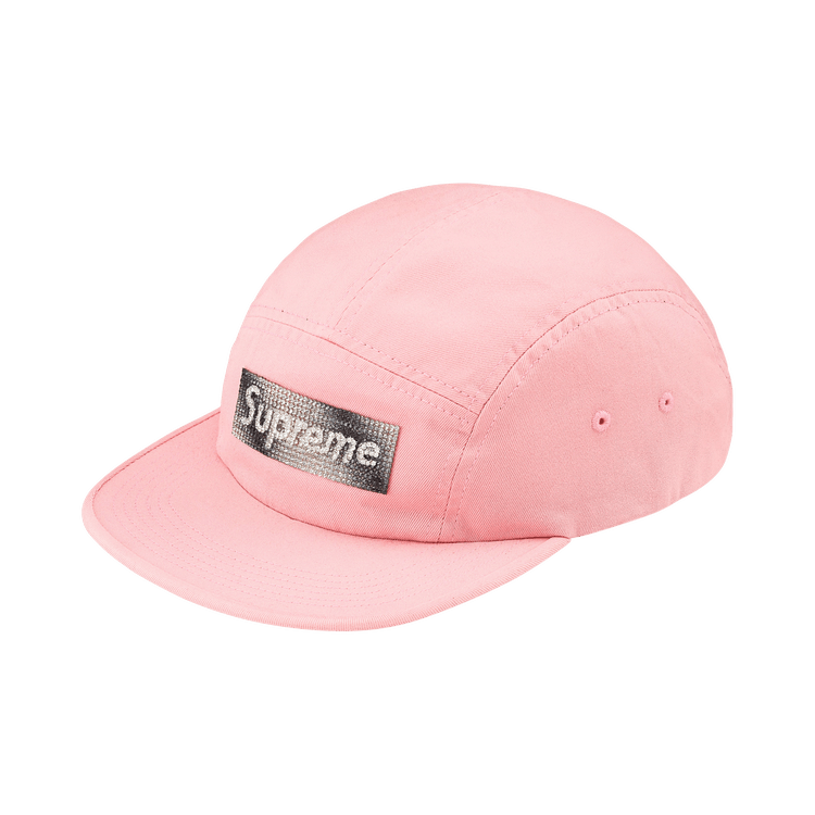 Supreme Rhinestone Label Camp Cap 'Pink'