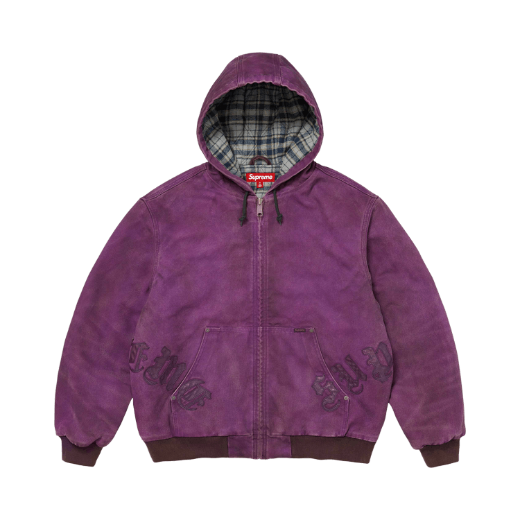 Supreme Leather Appliqué Hooded Work Jacket 'Purple'