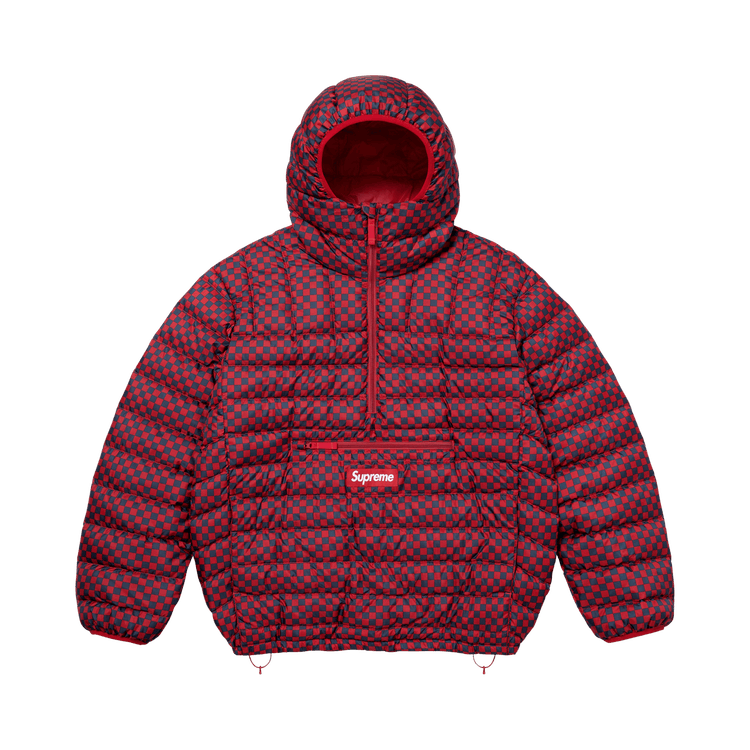Supreme Micro Down Half Zip Hooded Pullover 'Red Checkerboard'