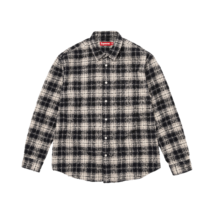 Supreme Frayed Textured Plaid Shirt 'Black'