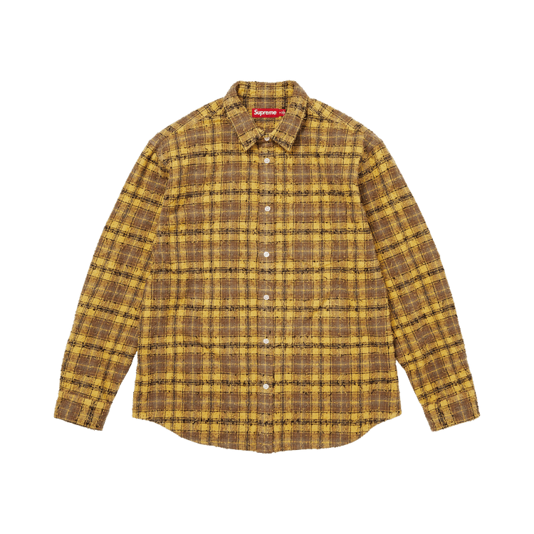 Supreme Frayed Textured Plaid Shirt 'Gold'