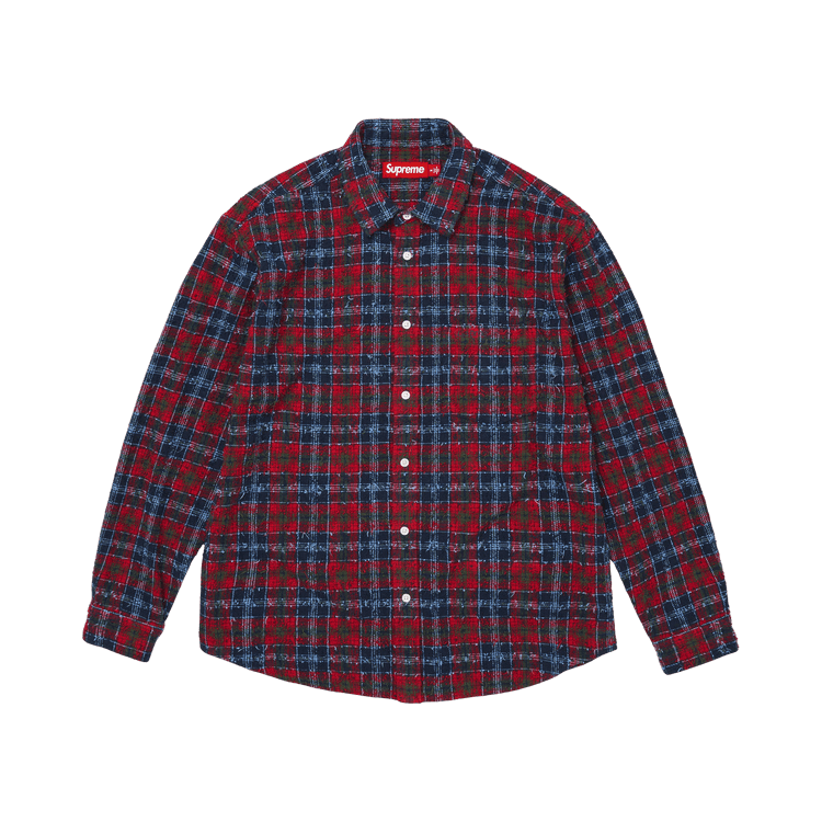 Supreme Frayed Textured Plaid Shirt 'Navy'