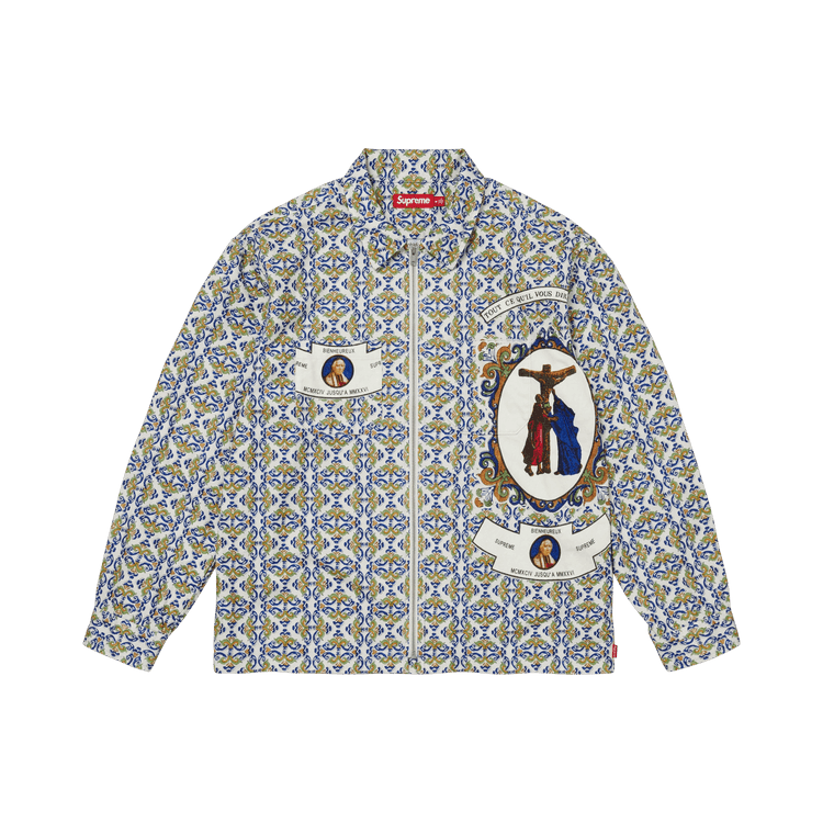 Supreme Devotion Flannel Zip Up Shirt 'White'