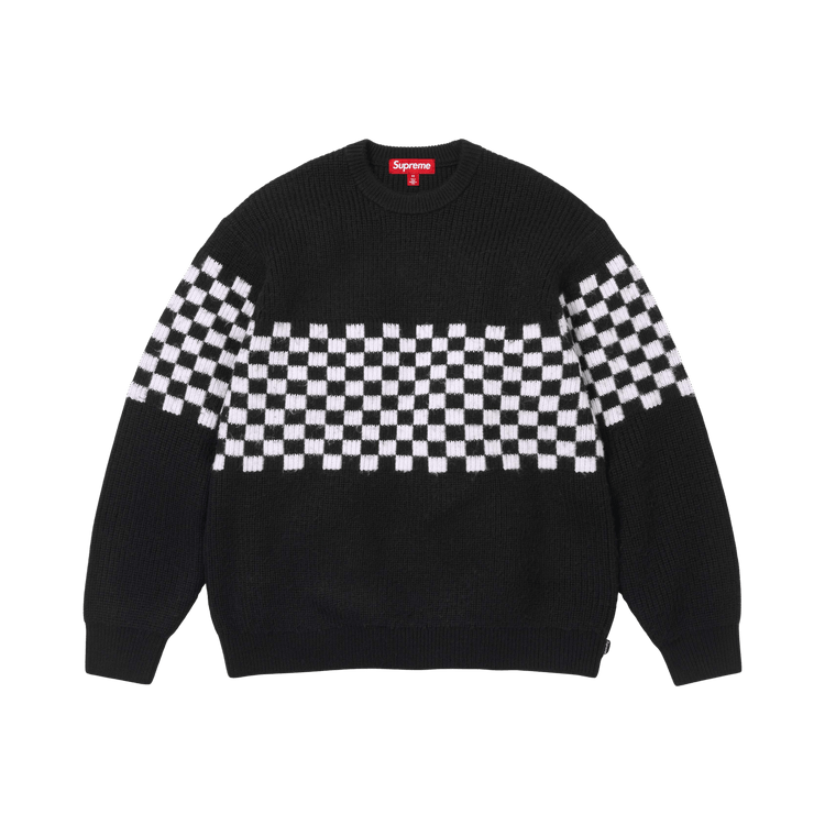 Supreme Checkerboard Pilled Sweater 'Black'