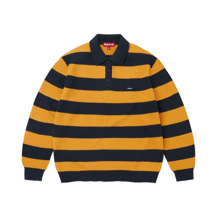 Supreme Small Box Sweater Polo 'Navy Stripe'