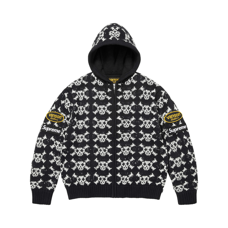 Supreme x Vanson Leathers Skull Zip Up Hooded Sweater 'Black'