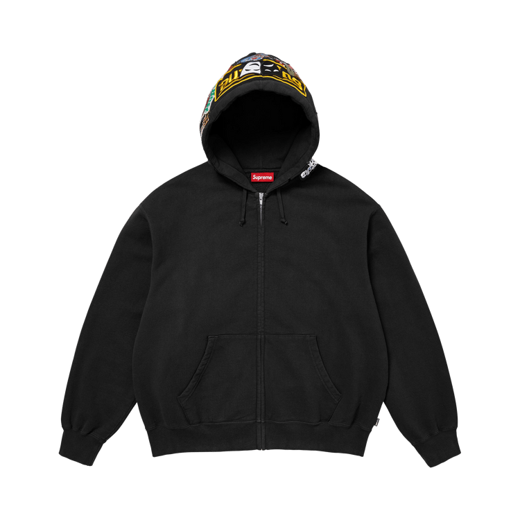 Supreme Patches Zip Up Hooded Sweatshirt 'Black'