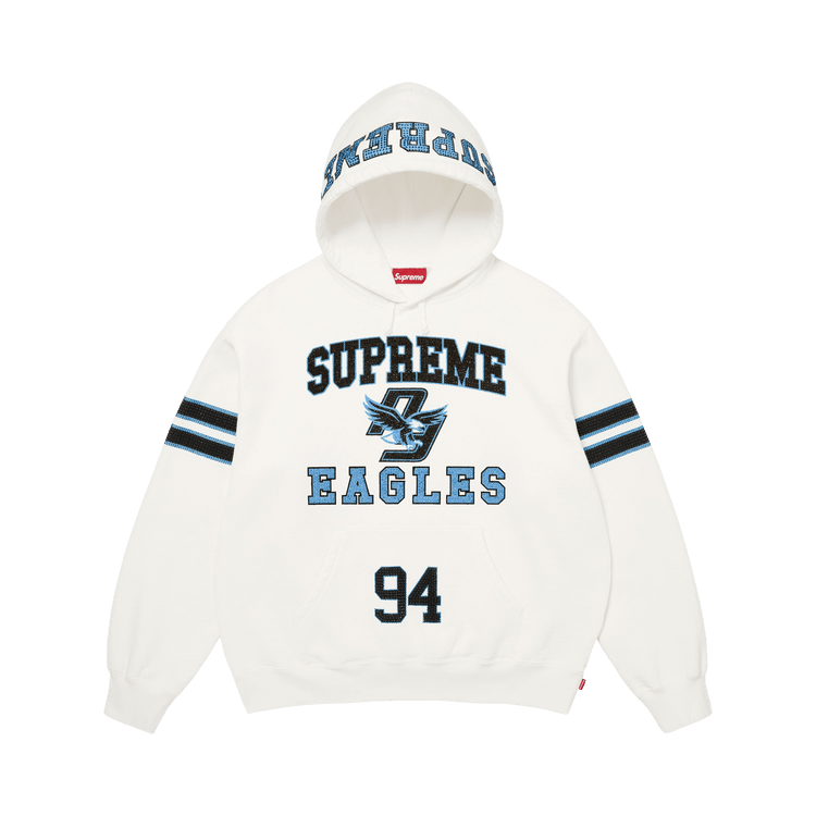 Supreme Rhinestone Eagle Hooded Sweatshirt 'White'