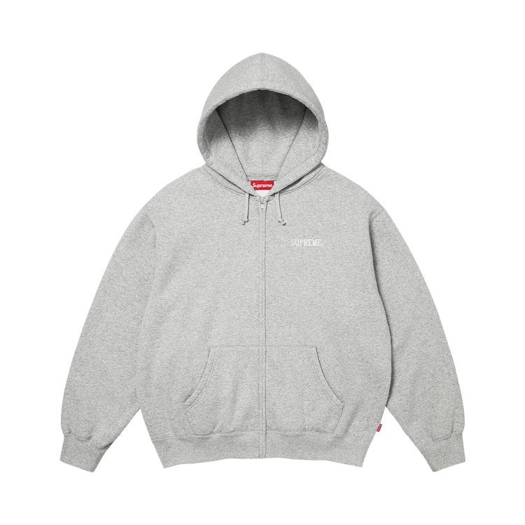 Supreme Blessed Appliqué Zip Up Hooded Sweatshirt 'Heather Grey'
