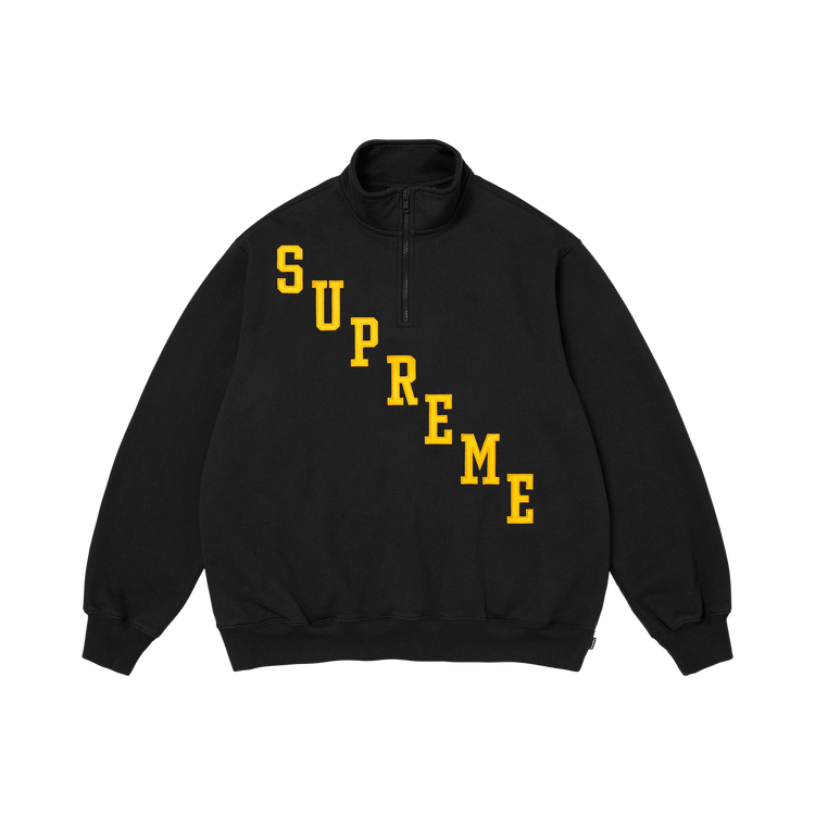 Supreme Slant Appliqué Half Zip Pullover 'Black'