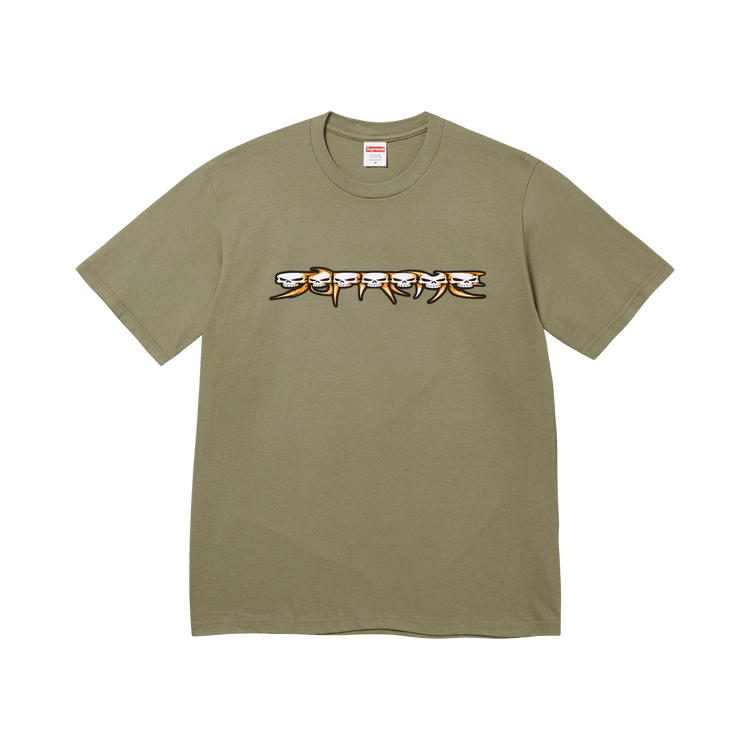 Supreme Skulls Spellout Tee 'Light Olive'