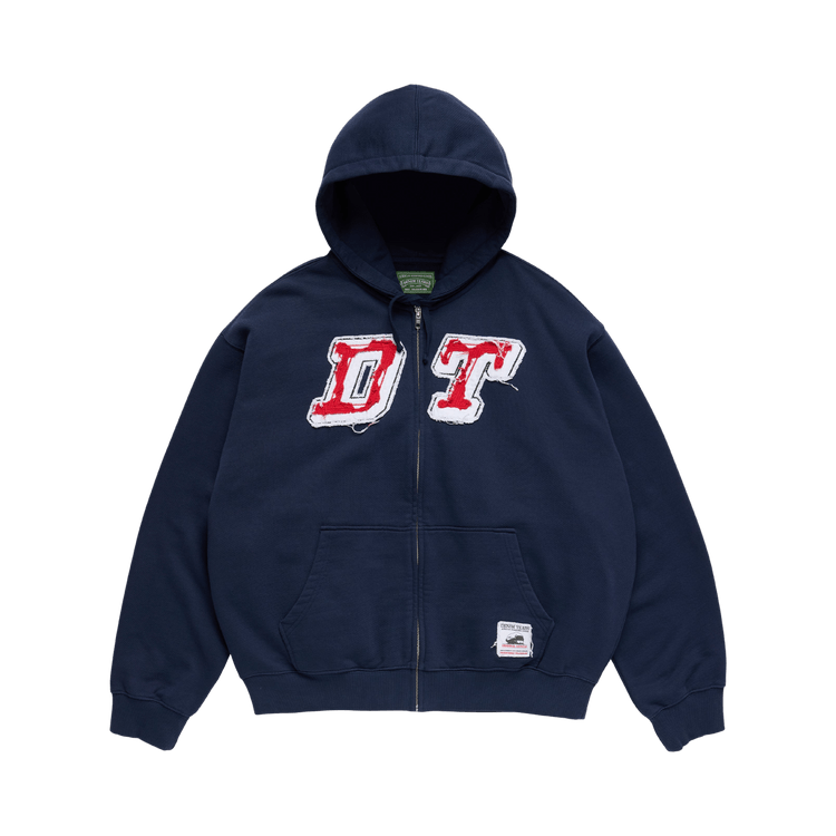Denim Tears Distressed Tackle Twill Zip Up Hoodie 'Navy'