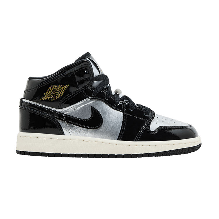 Air Jordan 1 Mid SE GS 'Black Metallic Silver'