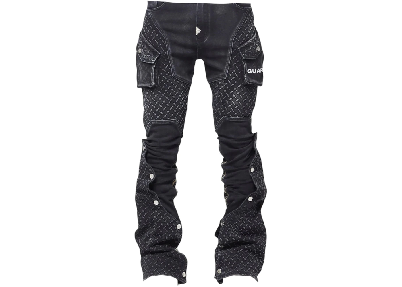 Guapi Vintage Black Steel Plate Denim Pant Black