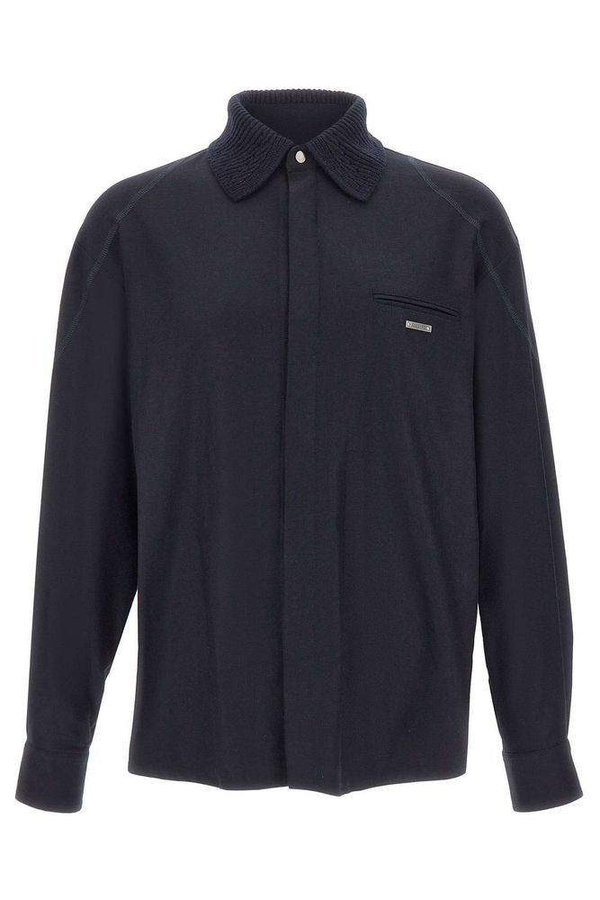 Iceberg Overshirt Knit-Collar Jacket