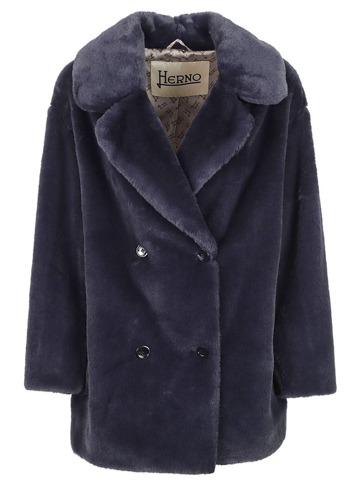 Herno Double-Breasted Faux Fur Coat