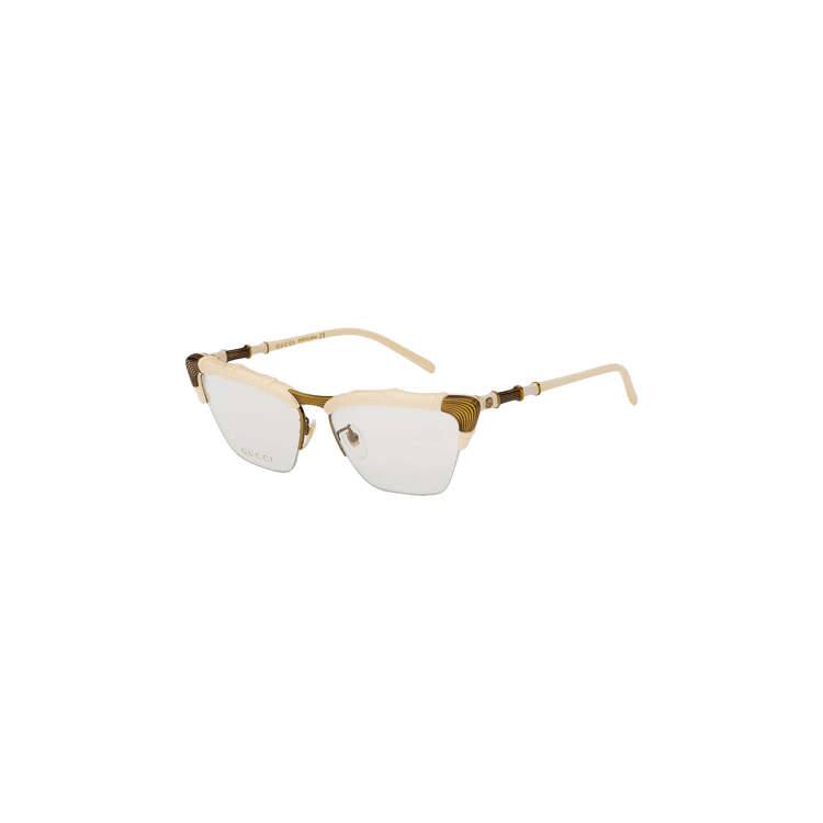 Gucci Semi Rim Cat Eye Sunglasses 'White/Transparent'