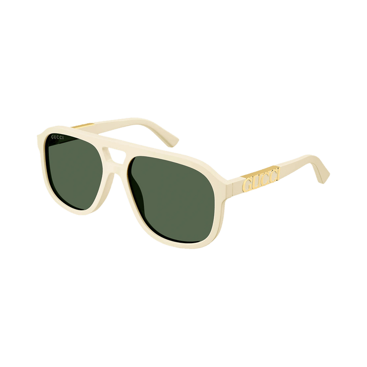 Gucci Aviator Sunglasses 'Ivory/Green'