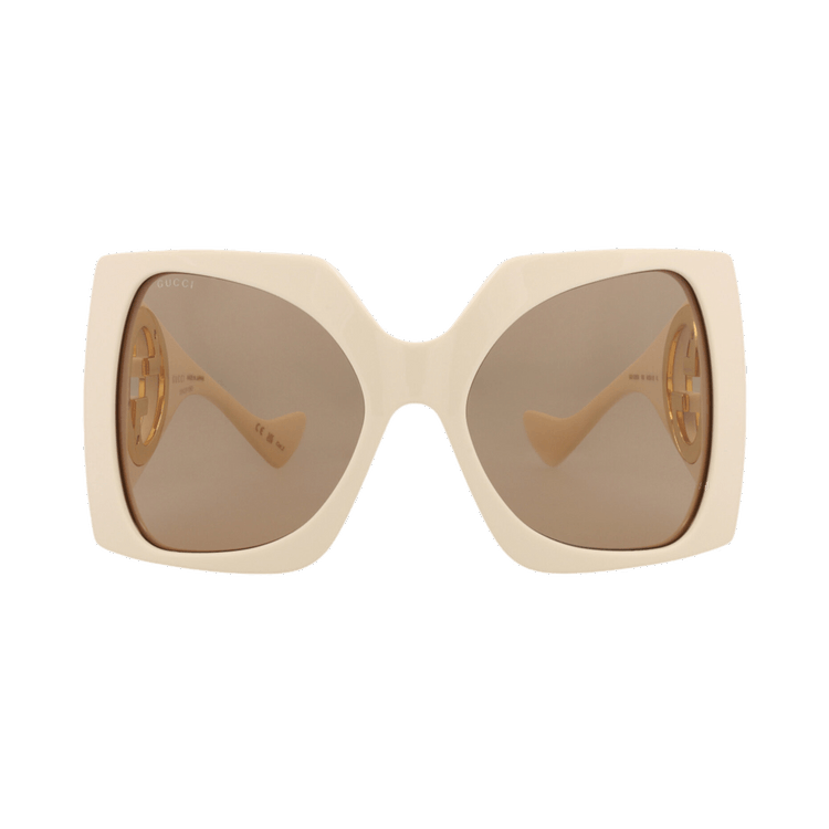 Gucci Shield Sunglasses 'Ivory White/Brown'
