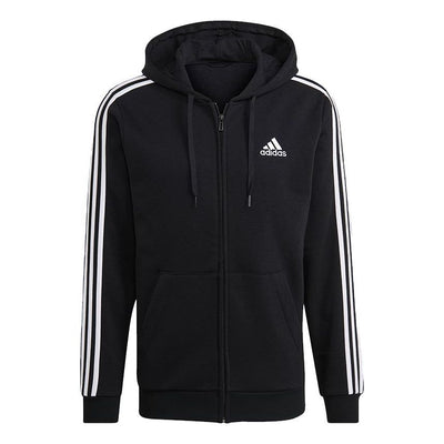 adidas M 3S Fl Fz Hd Stripe Sports Hooded Jacket Black