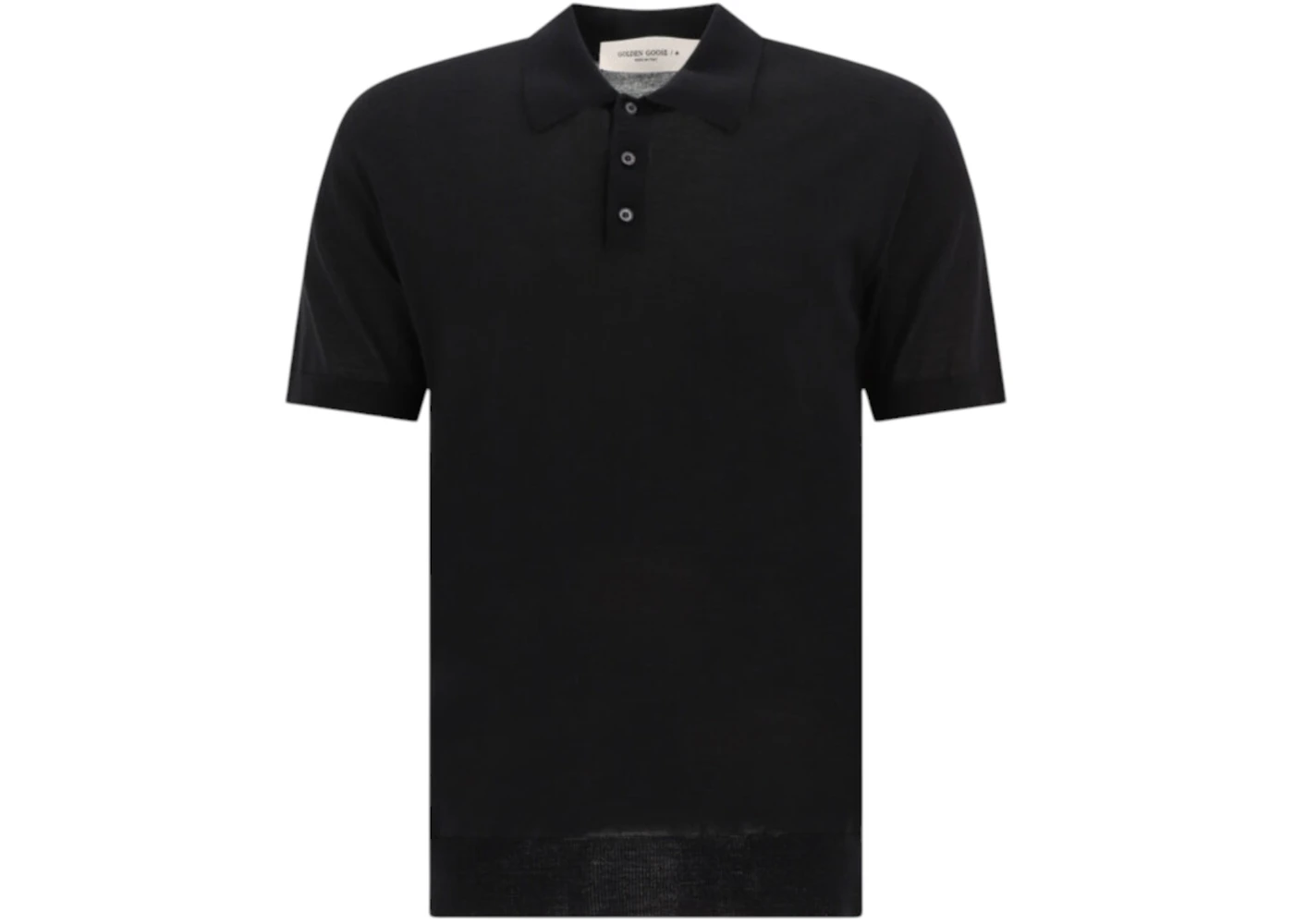 Golden Goose Merino Wool Button-Down Polo Shirt Black