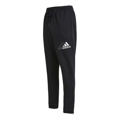 adidas Q3 Bluv Sere Pt Logo Printing Knit Breathable Sports Long Pants Black