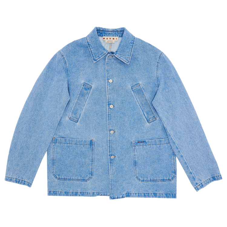 Marni Bleached Coated Denim Jacket 'Cobalt'
