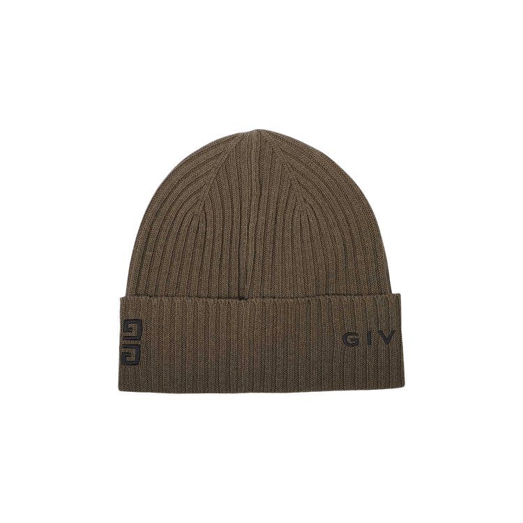 Givenchy Ribbed Embroidered Logo Beanie 'Khaki/Black'
