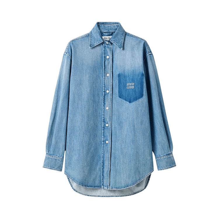 Miu Miu Celeste Long-Sleeve Denim Shirt 'Celeste'