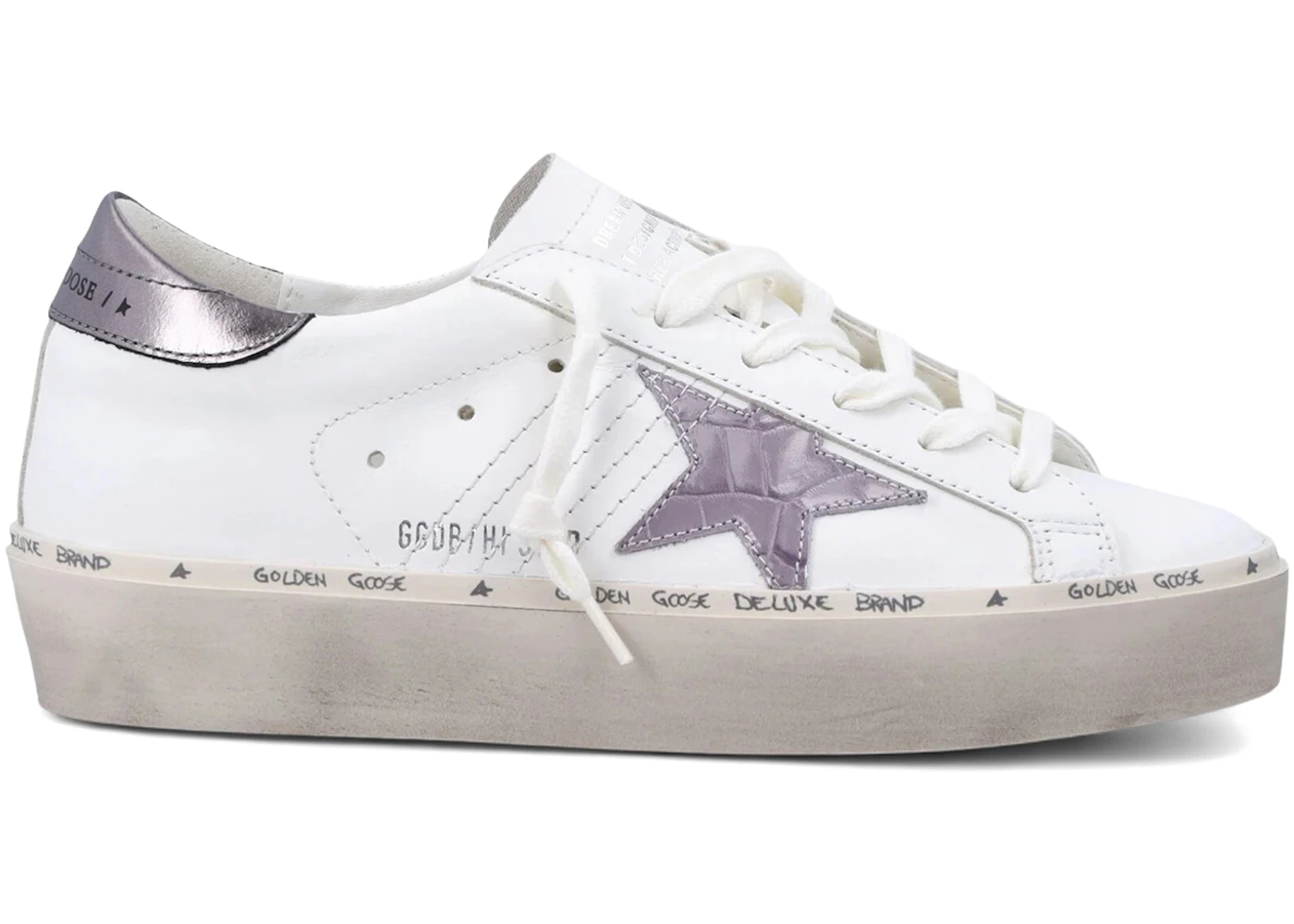 Golden Goose Hi Star Laminated Crocco White Grey Lillac (Women's)