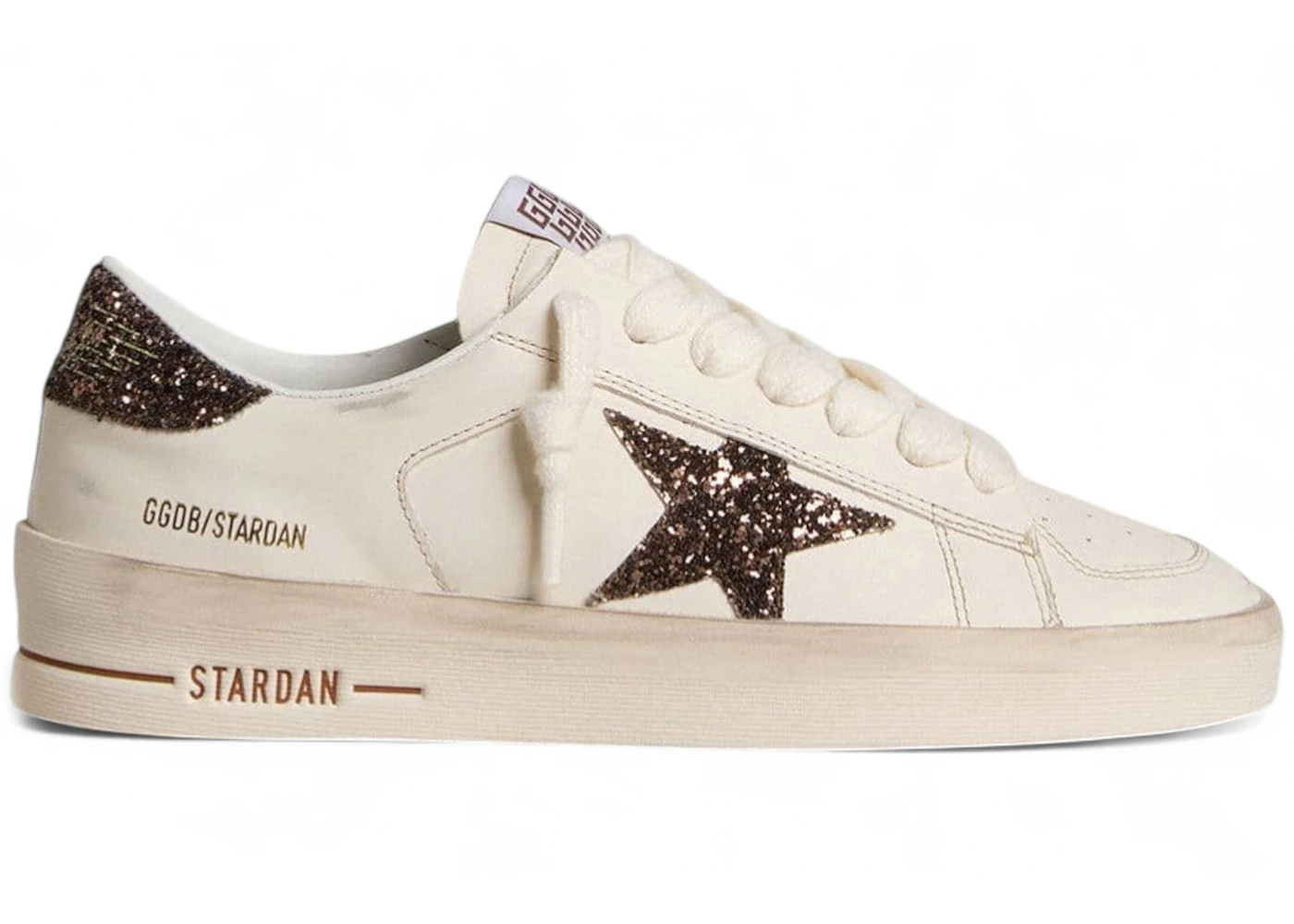 Golden Goose Stardan White Brown Glitter Star (Women's)