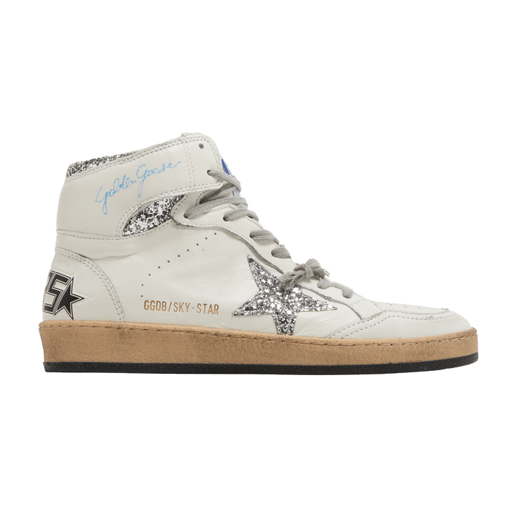 Golden Goose Wmns Sky Star 'White Silver Glitter'