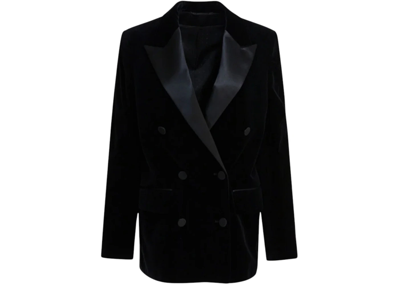 Golden Goose Velvet and Satin Double-Breasted Blazer Black