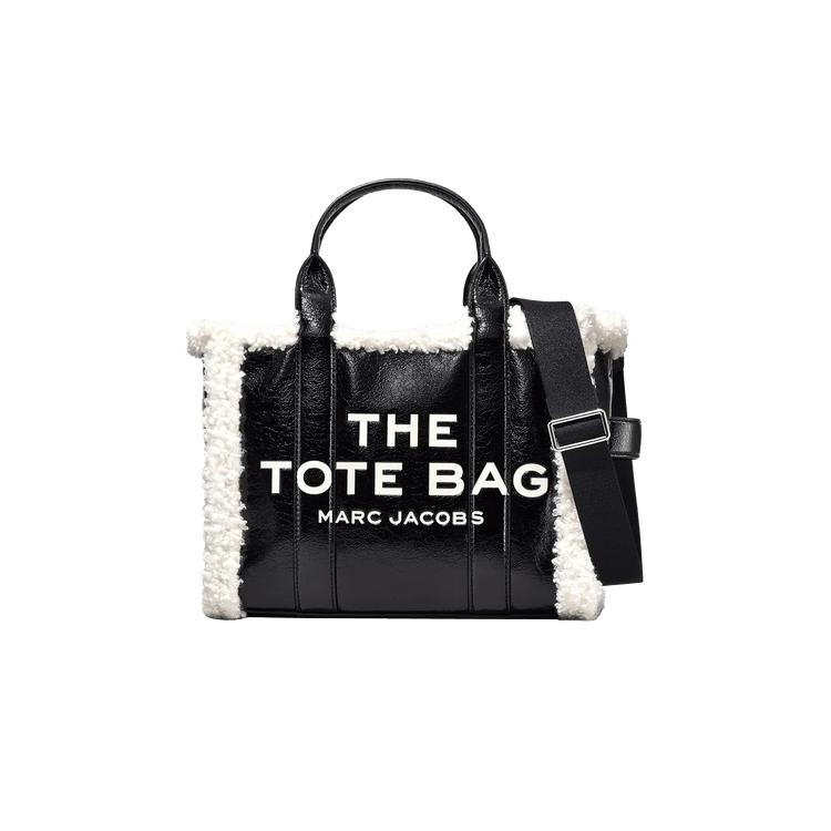Marc Jacobs Crinkle Shearling Medium Tote Bag 'Black/White'