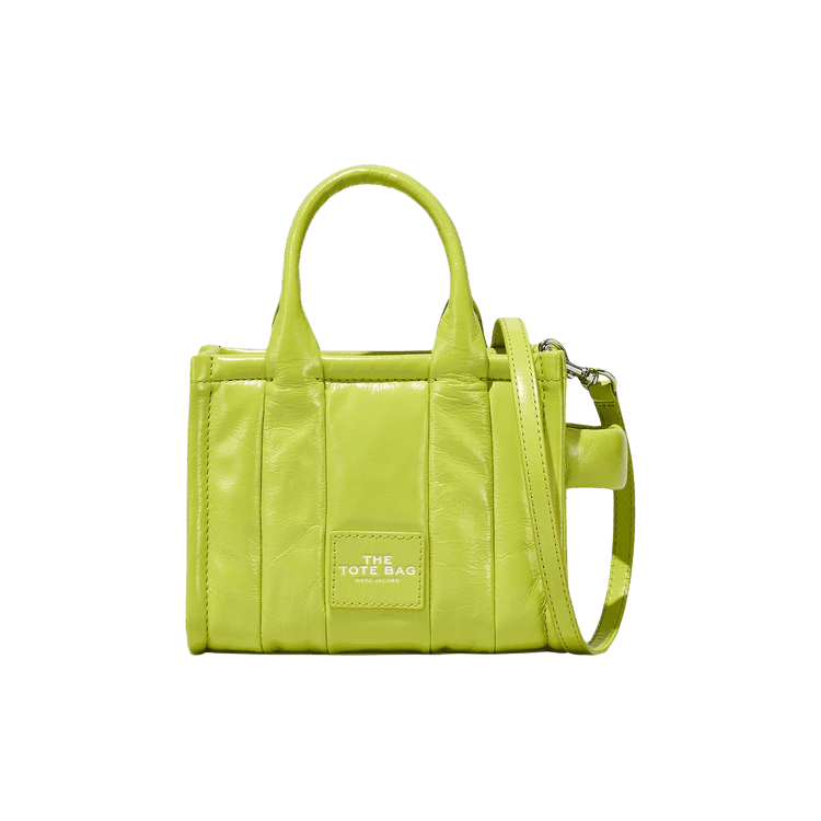Marc Jacobs Shiny Crinkle Leather Crossbody Tote Bag 'Acid Lime'