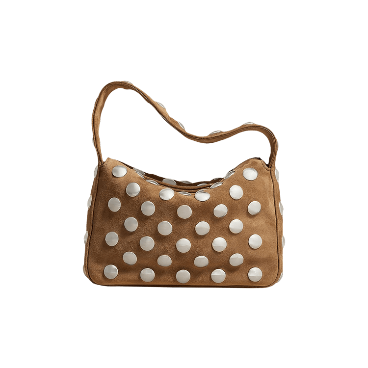 Khaite Elena Suede Studded Shoulder Bag 'Mud'