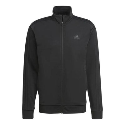 Men's adidas Essentials Solid Color Chest Logo Printing Zipper Sports Jacket Black