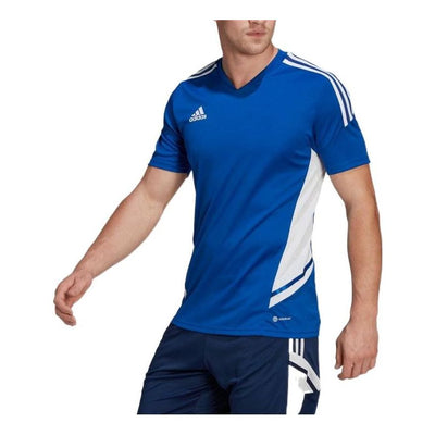 Men's adidas Stripe Printing Logo Colorblock Short Sleeve Japanese Version Blue T-Shirt