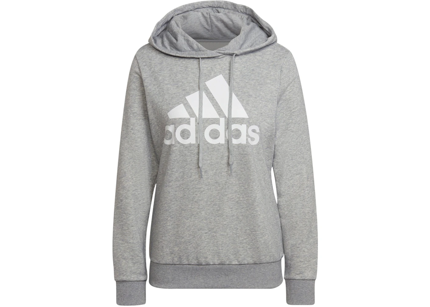 adidas Essentials Relaxed Logo Hoodie Medium Grey Heather/White