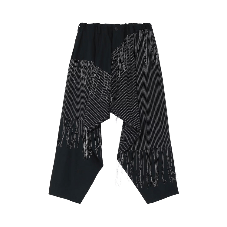 Yohji Yamamoto Pour Homme Embroidered Pin Stripe Draped Pants 'Black'