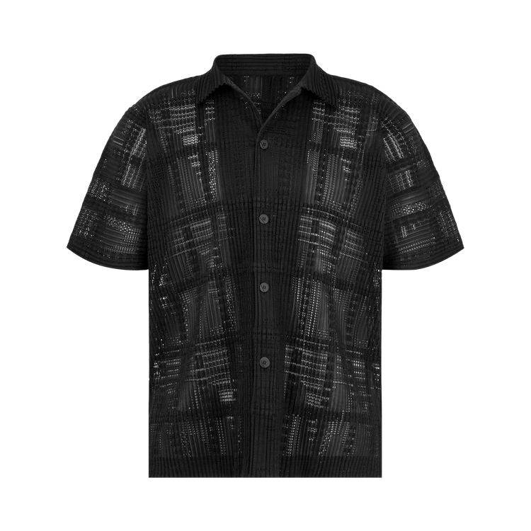 Issey Miyake Lace Grid Pleats Shirt 'Black'
