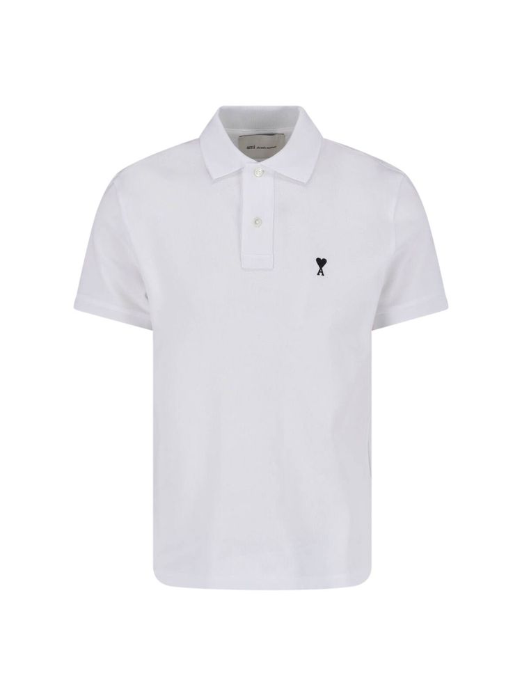 AMI Logo Embroidered Short Sleeved Polo Shirt
